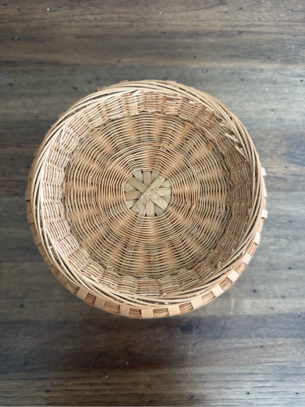 Vintage Handwoven Tan Wicker Storage Basket - Home Accents